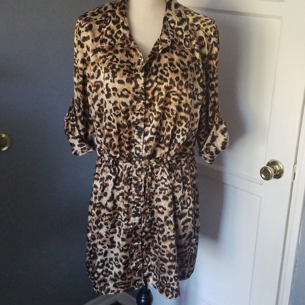Calvin Klein XL drawstring tunic animal print shir